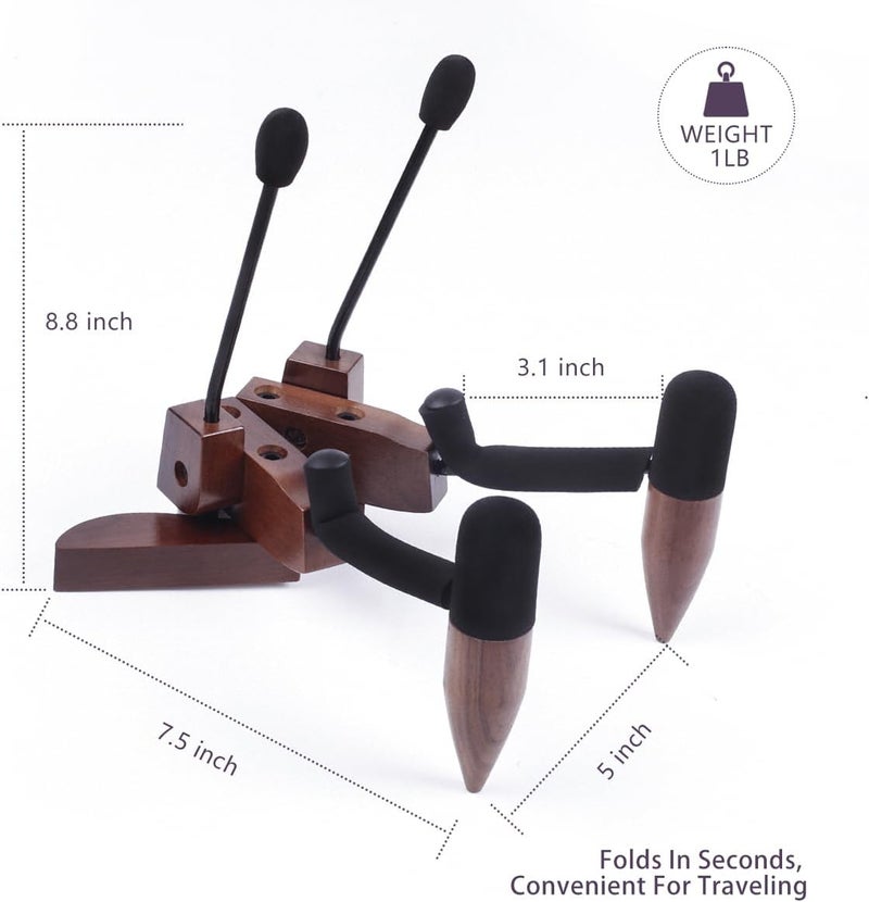 DIDA Foldable Wooden Ukulele Stand - Compact and Portable Storage for Ukulele, Mandolin and Violin Sturdy Design - Perfect for Home, Studio, or Concert Use (American Black Walnut) - Image 2